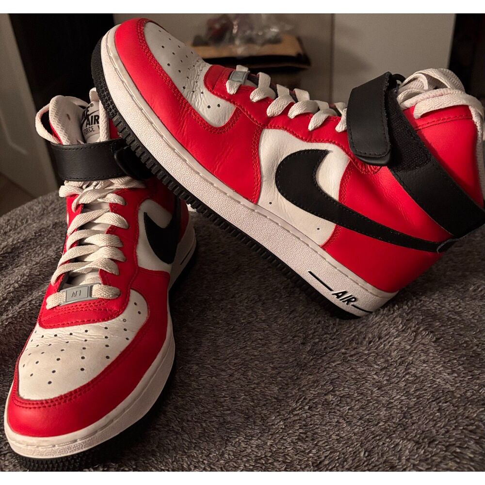 Nike Air Force 1 High By You Custom Chicago Red Black White Sneakers Sz 10